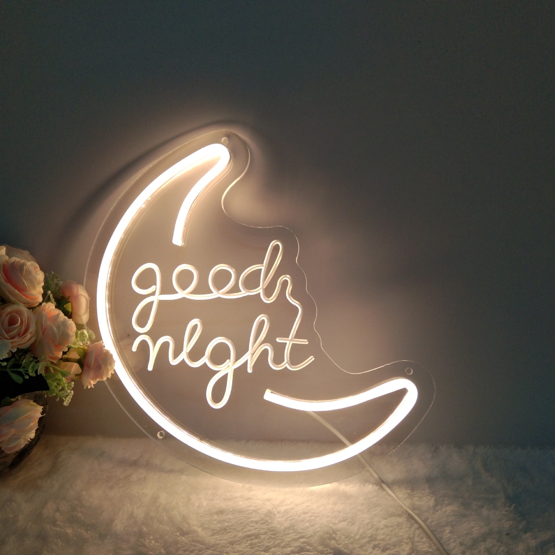Amazon New Product Diamond Shaped Night Light Creative Birthday Gift Decoration Moon Neon Light