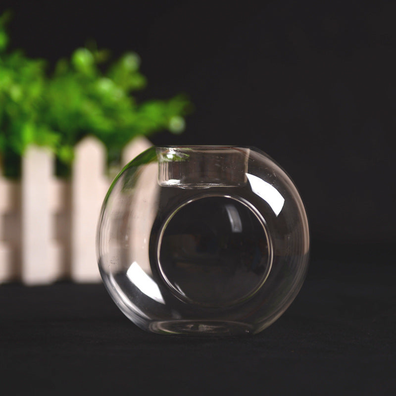 Creative Glass Candle Holder Heat-resistant Glass Round Candle Holder