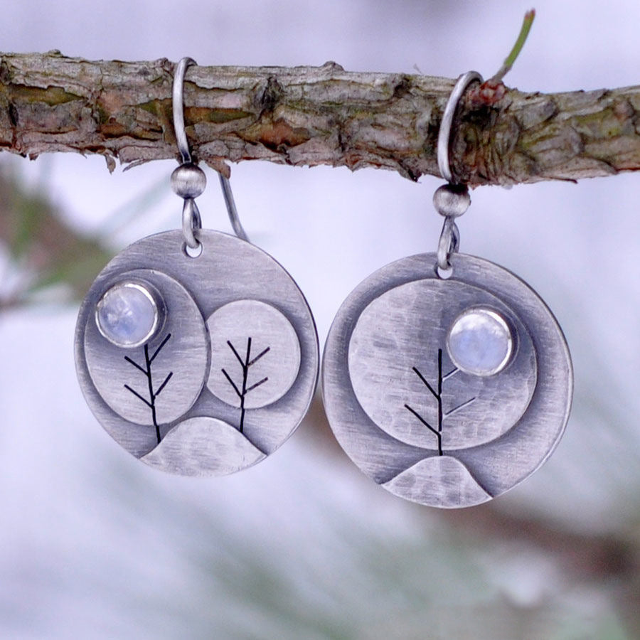 Creative Geometric Round Cartoon Woods Earrings