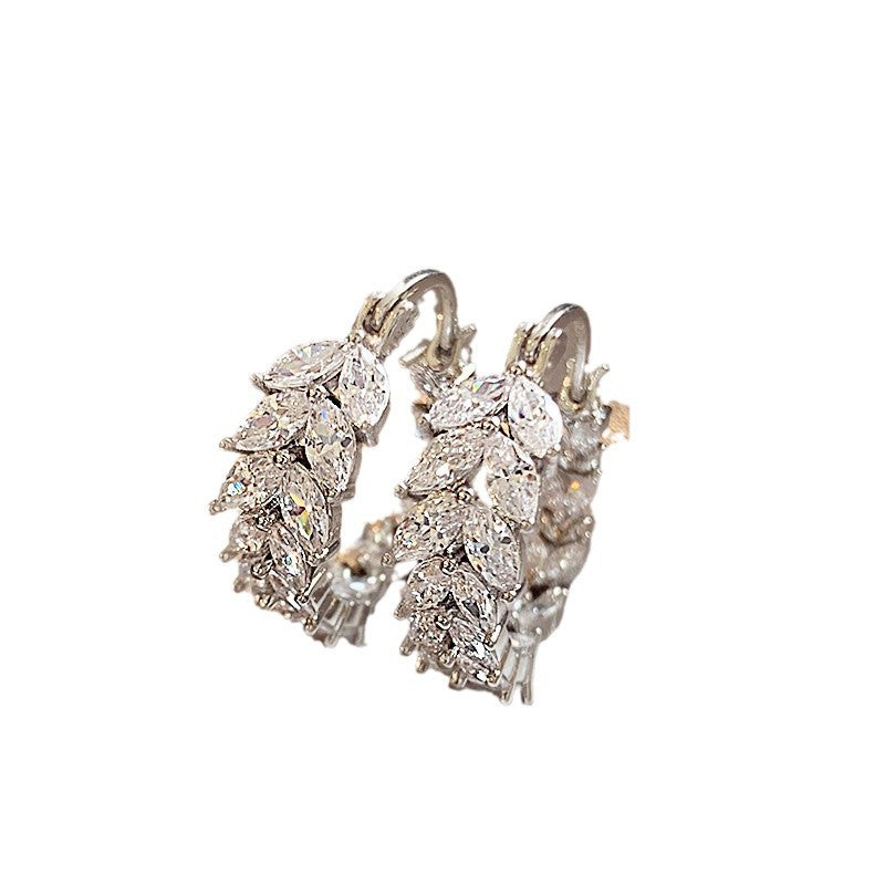 Full Diamond Wheat Ear Ring Gentle Ear Clip
