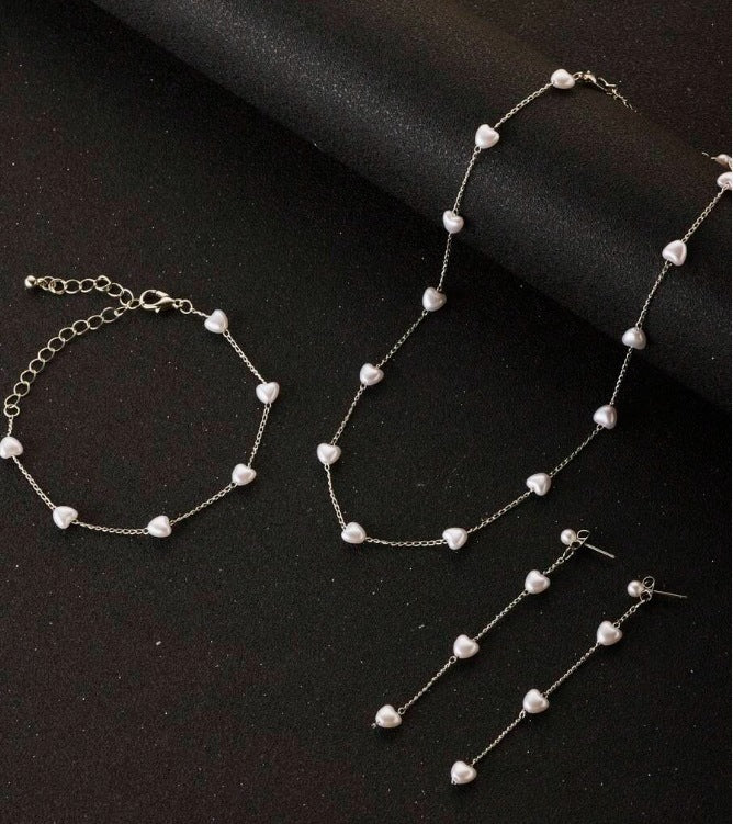 All-match High-grade Bracelet Necklace Three-piece Earrings Set Simple