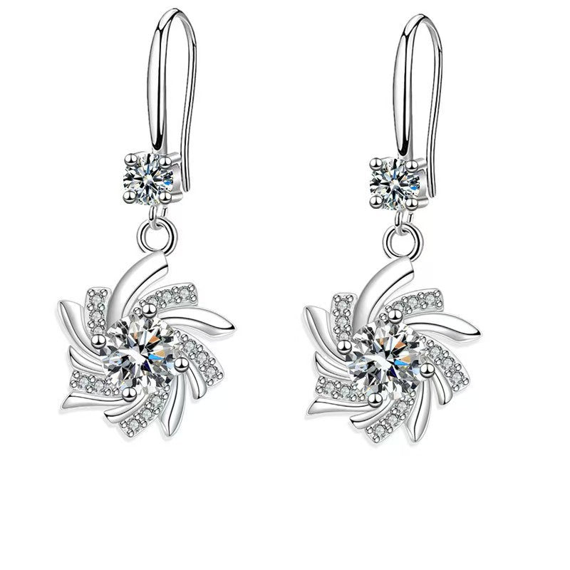 Women's Fashion Diamond Amethyst Flower Earrings