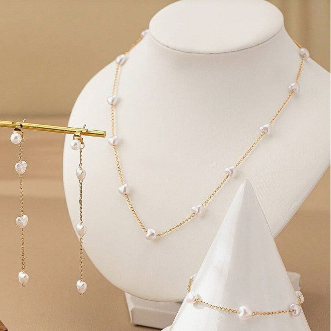 All-match High-grade Bracelet Necklace Three-piece Earrings Set Simple