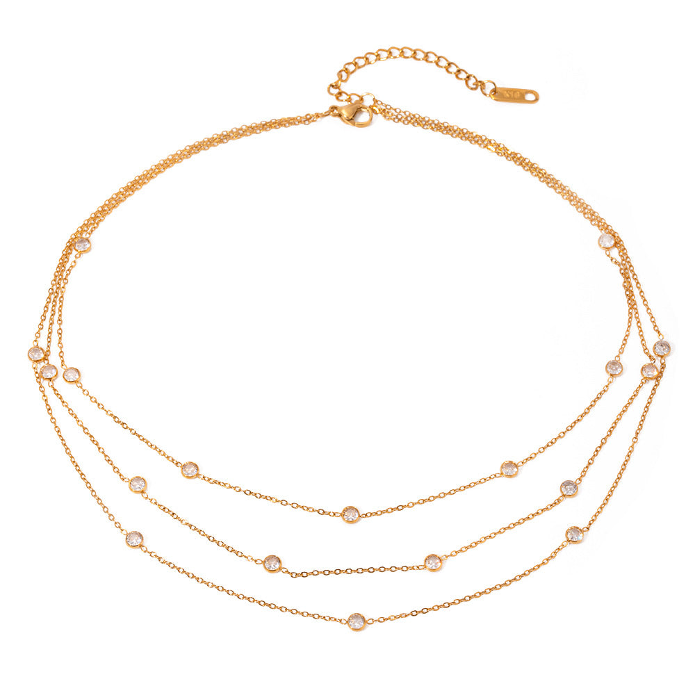 Fashionable High-grade Simple Three-layer Twin Necklace For Women