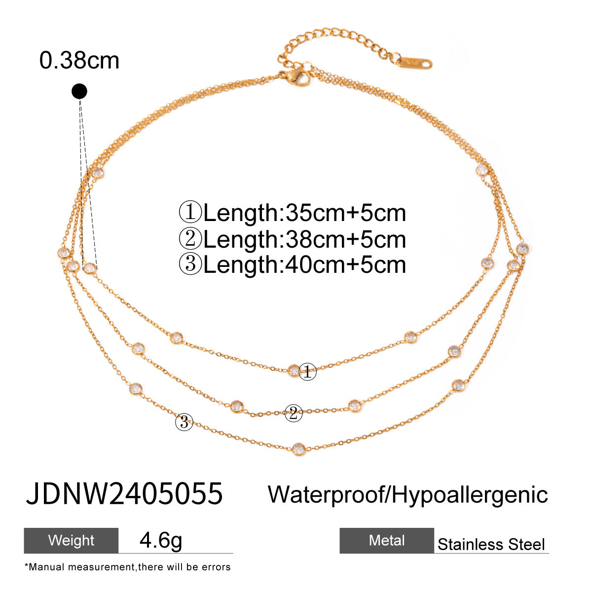 Fashionable High-grade Simple Three-layer Twin Necklace For Women