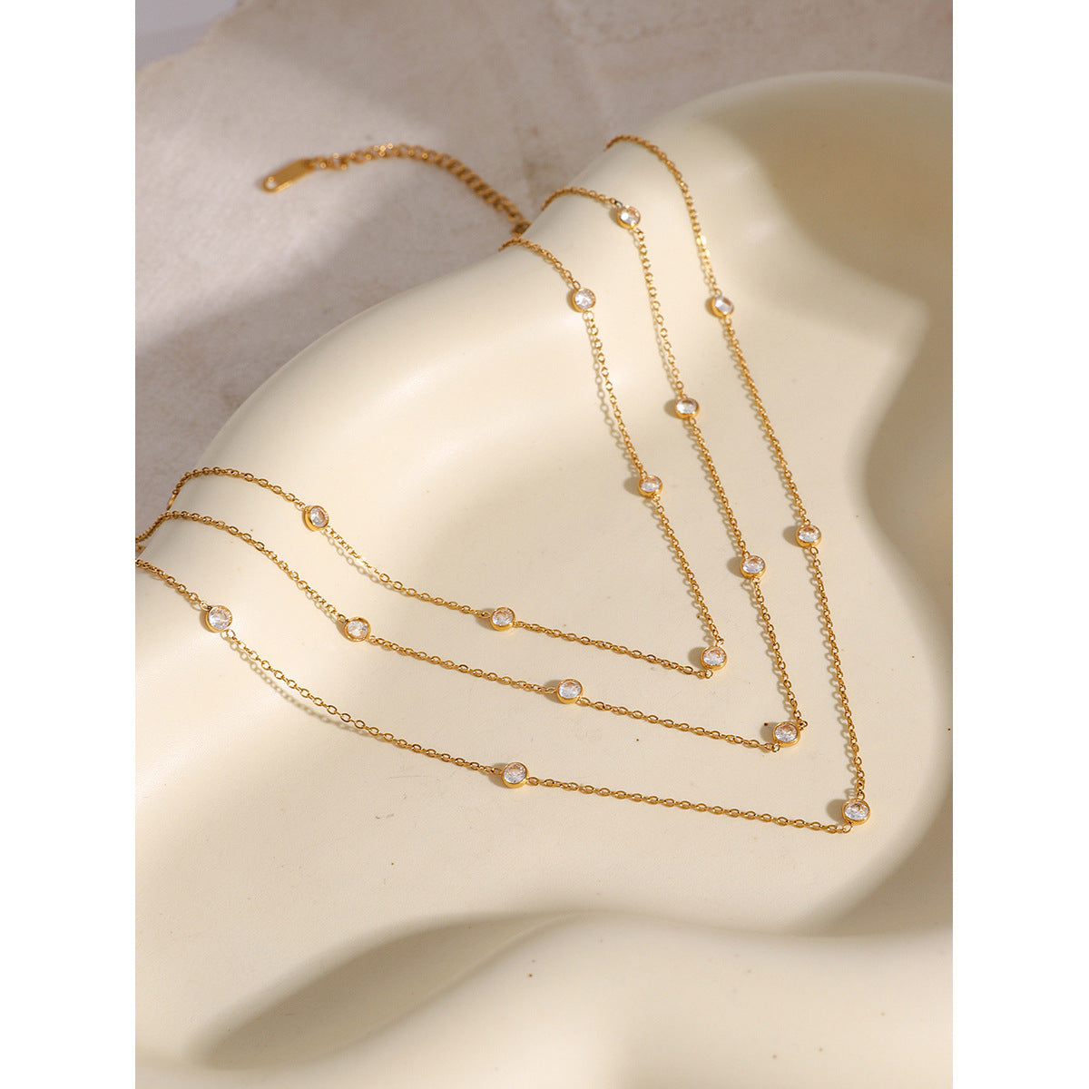 Fashionable High-grade Simple Three-layer Twin Necklace For Women