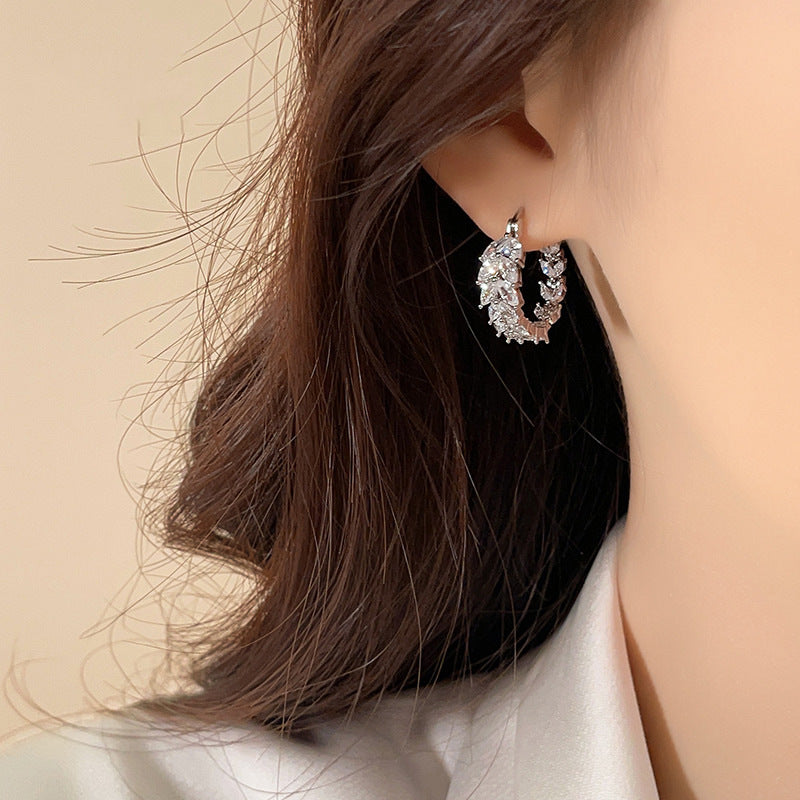 Full Diamond Wheat Ear Ring Gentle Ear Clip