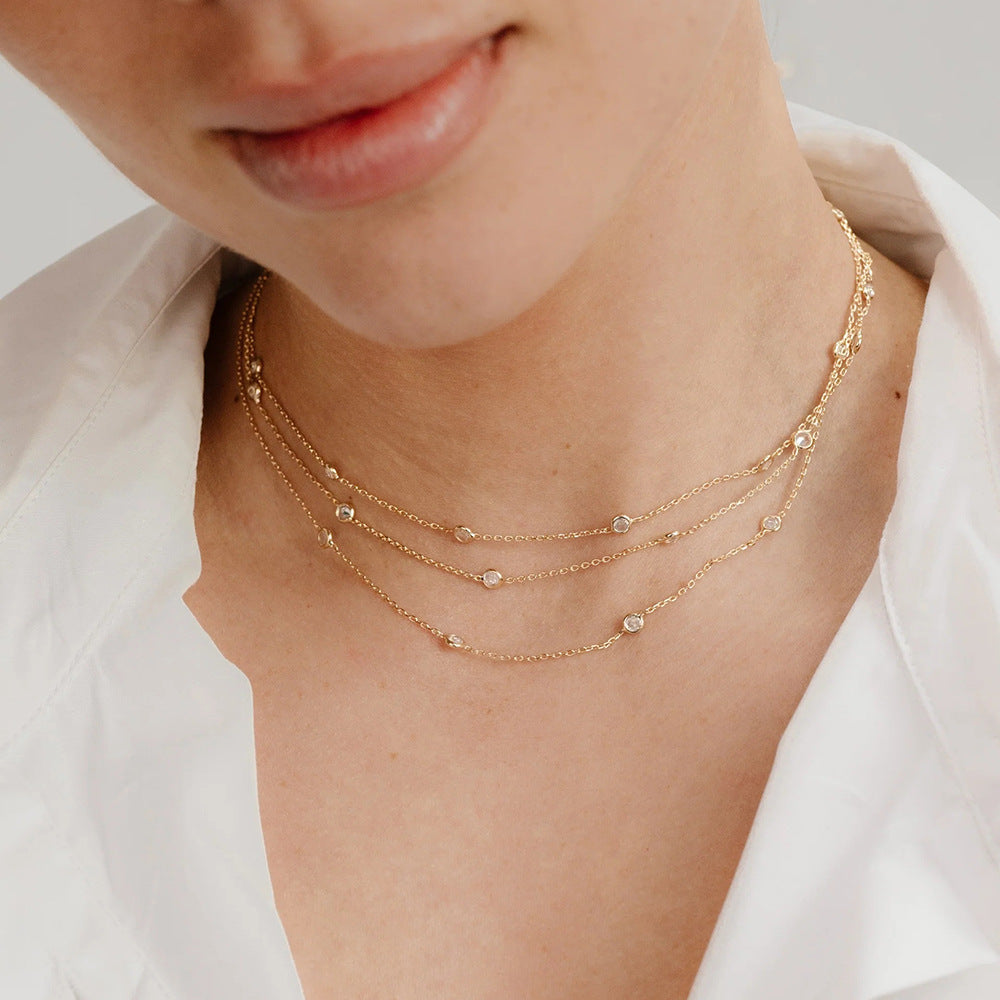 Fashionable High-grade Simple Three-layer Twin Necklace For Women
