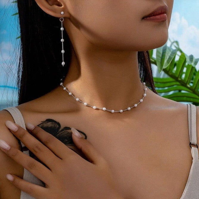 All-match High-grade Bracelet Necklace Three-piece Earrings Set Simple