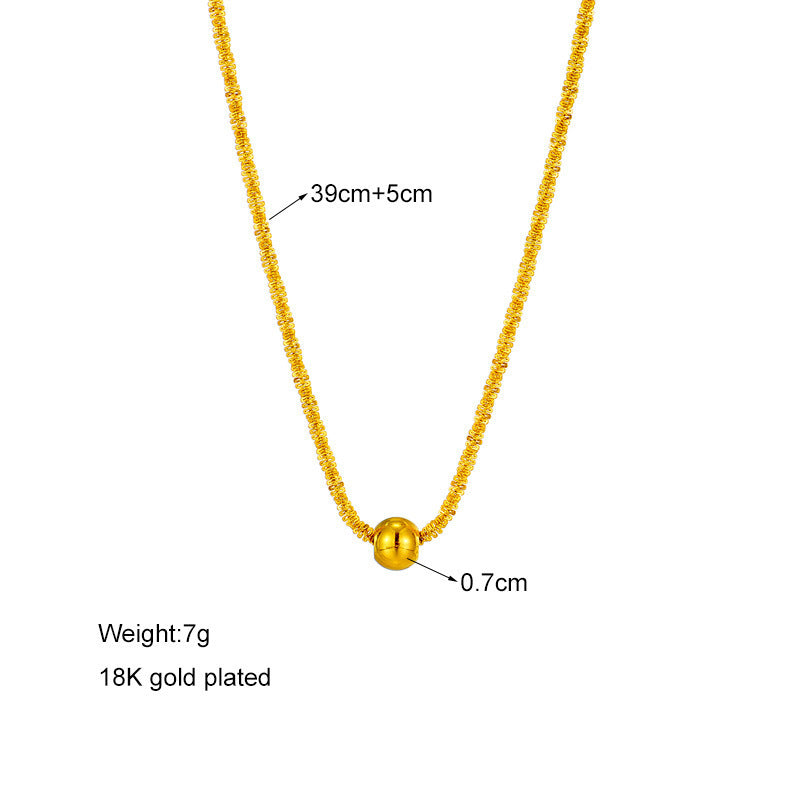 Metal Round Beads Thread Wave Necklace