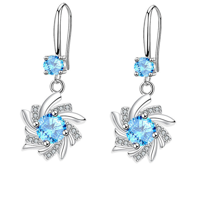 Women's Fashion Diamond Amethyst Flower Earrings
