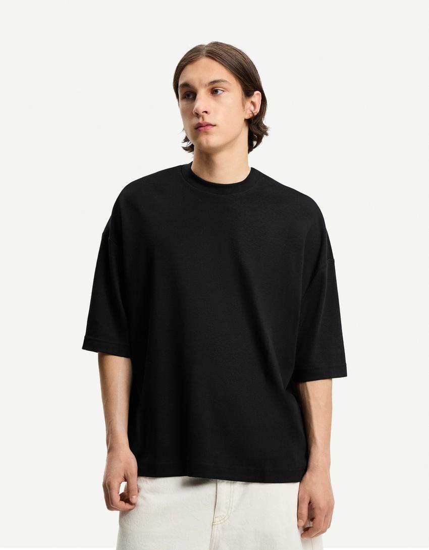 Boxy short sleeve T-shirt-Black