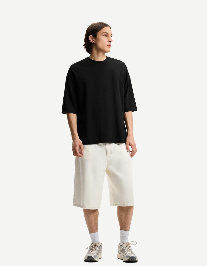 Boxy short sleeve T-shirt-Black