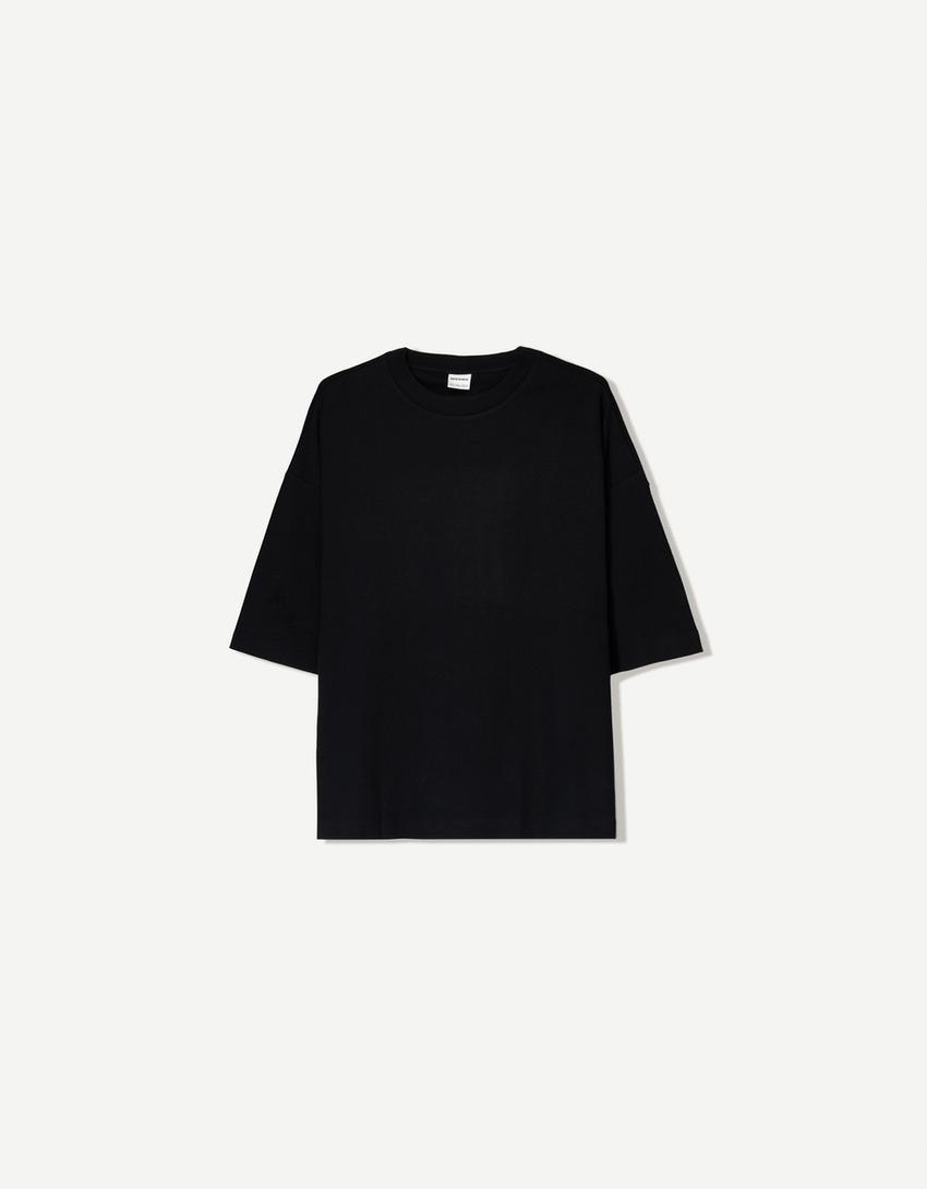 Boxy short sleeve T-shirt-Black